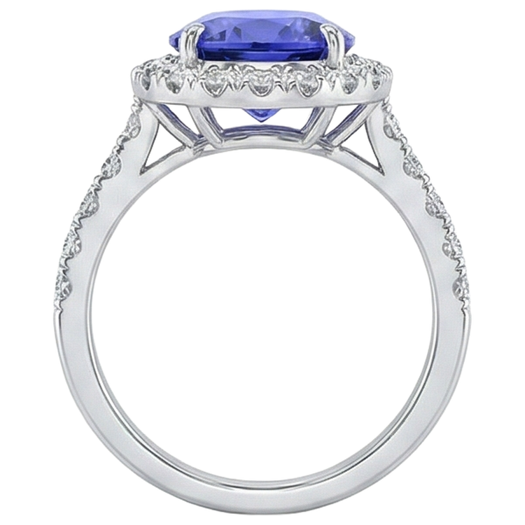 naturel oval tanzanite 18carats alliance avec accents diamants