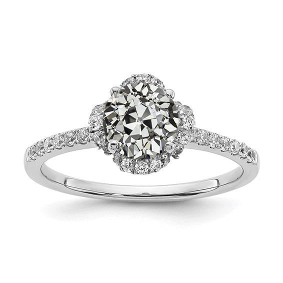 Alliance Halo Avec Accents Rond Vieux Réel Diamant Mineur 3 Carats