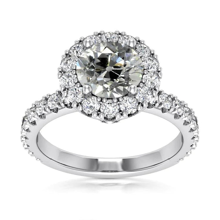 Alliance Halo Femme Ronde Réel Diamants Taille Ancienne 6 Carats