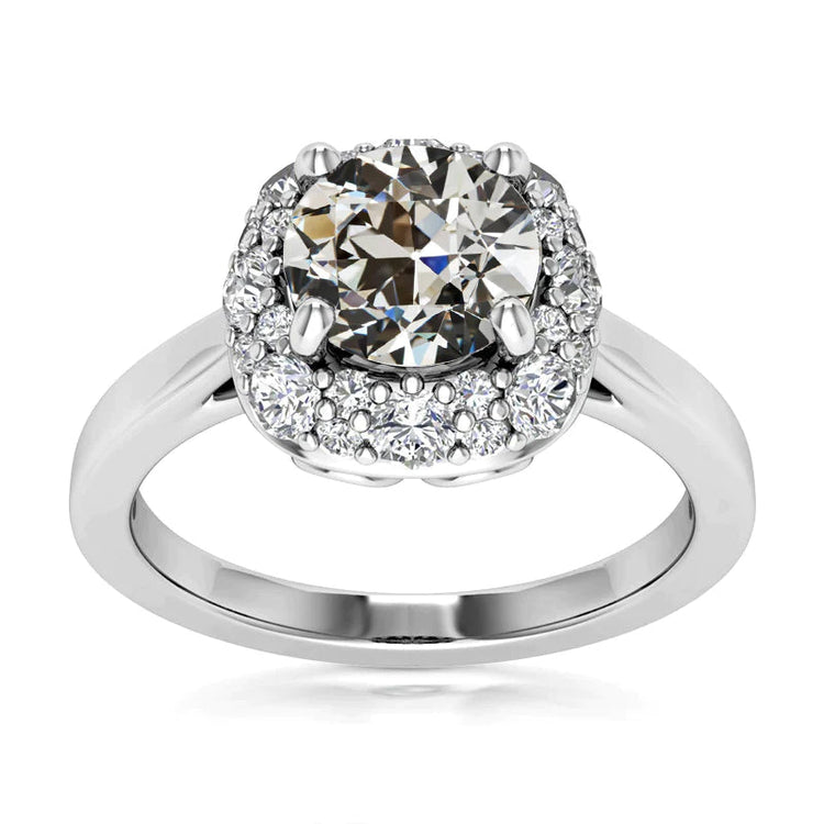 Alliance Halo Femme Ronde Vieux Mineur Réel Diamant 5.25 Carats Or 14K