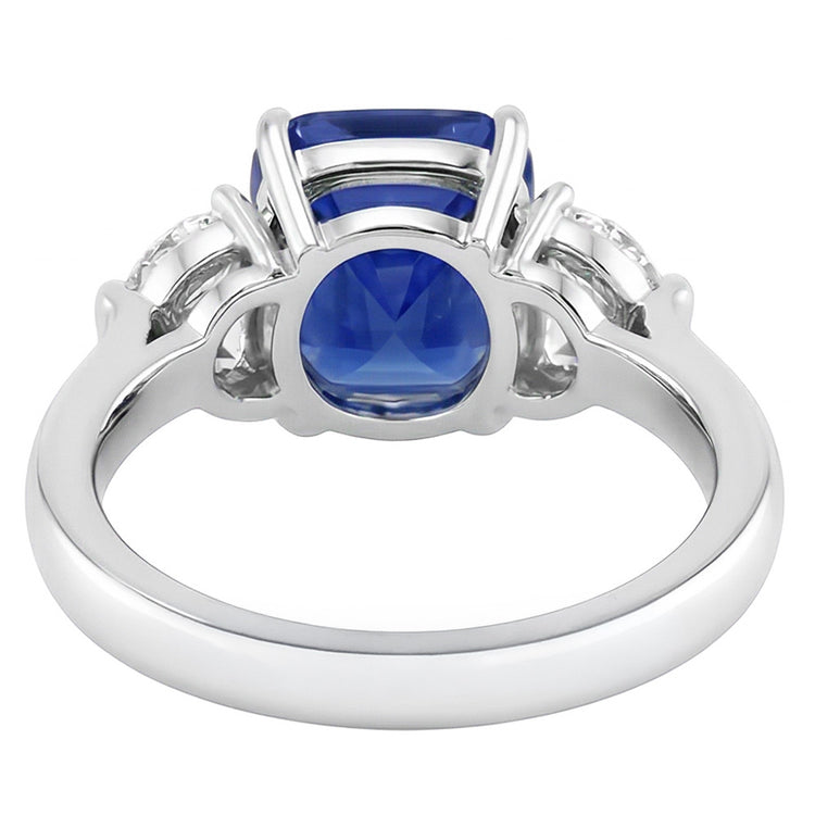 Alliance Halo Or Coussin Saphir & Diamant Demi Lune 3 Carats