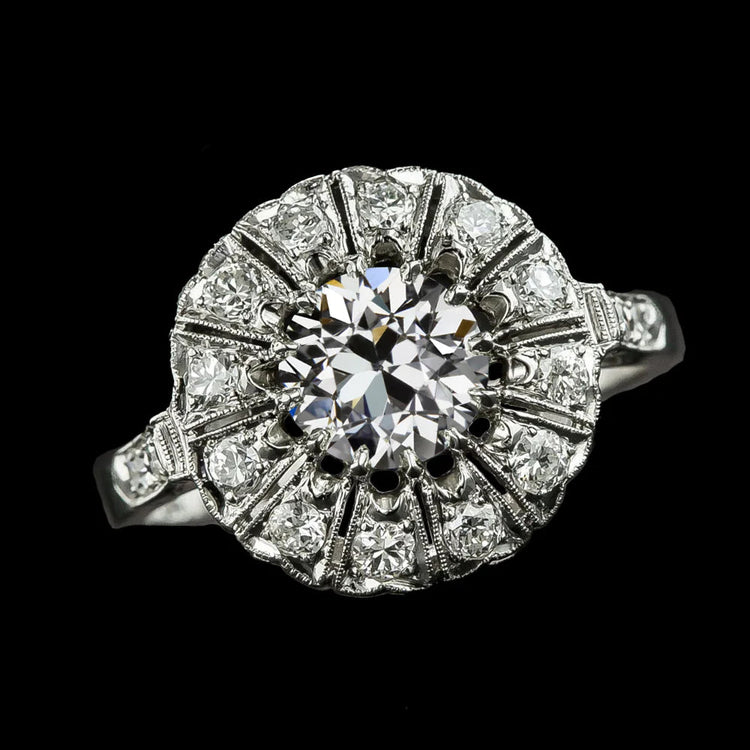 Alliance Halo Or Réel Diamant Rond Vieux Européen 3.25 Carats