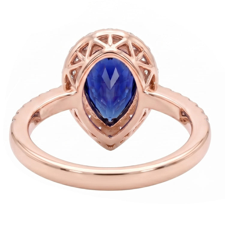 Alliance Halo Or Rose Saphir de Ceylan & Diamants 4 Carats