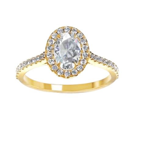 Alliance Halo Ovale Et Rond Réel Diamant 2.30 Carats Or Jaune 14K