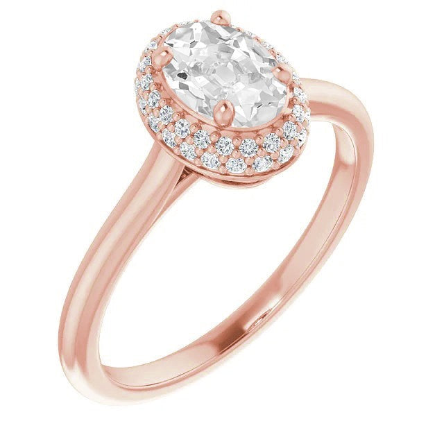 Alliance Halo Ovale ancienne mine Cut Réel Diamant Or 5 Carats