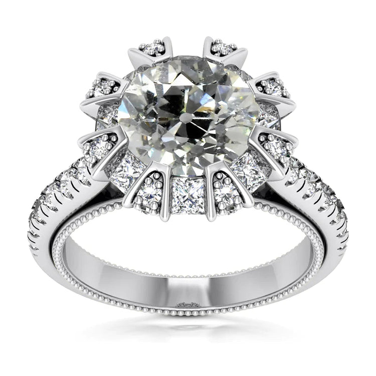 Alliance Halo Princesse & Réel Diamants Ronds Taille Ancienne 7.50 Carats