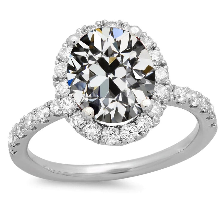 Alliance Halo Ronde & Ovale Vieux mineur Réel Diamant Or 11 Carats