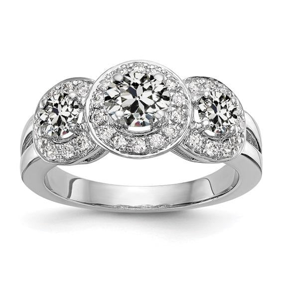 Alliance Halo Ronde Réel Diamant Taille Ancienne 3 Style Pierre 4.25 Carats