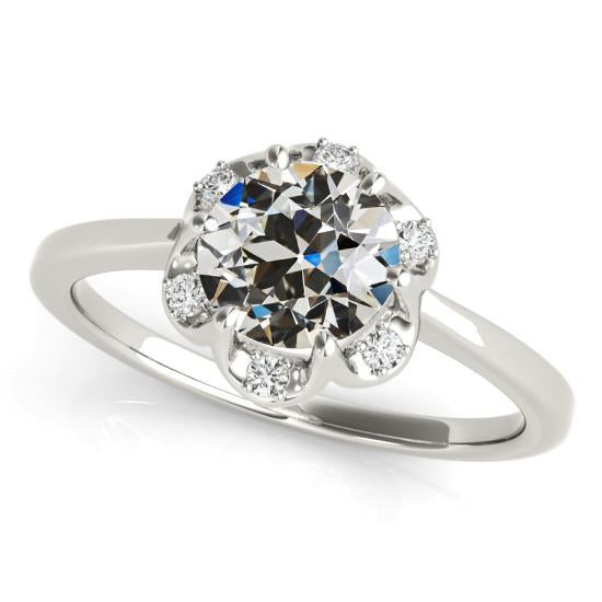 Alliance Halo Ronde Vieux Naturel Diamant Européen Or 14K 3 Carats