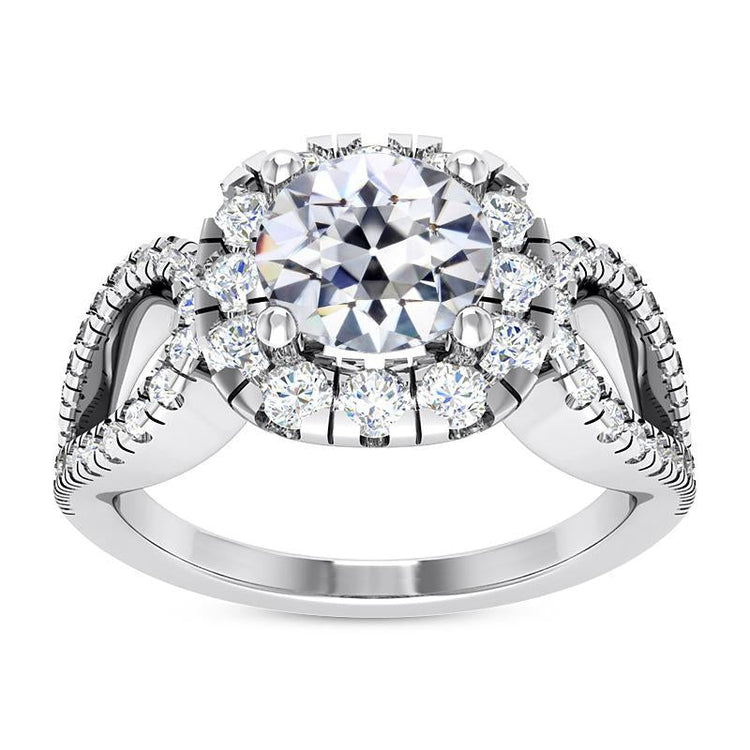 Alliance Halo Ronde Vieux mineur Véritable Diamant Split Tige 7.25 Carats