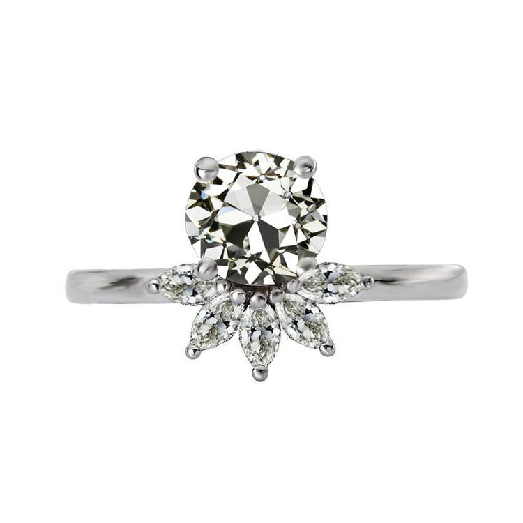 Alliance Marquise & Naturel Diamant Rond Taille Ancienne de 4,50 Carats