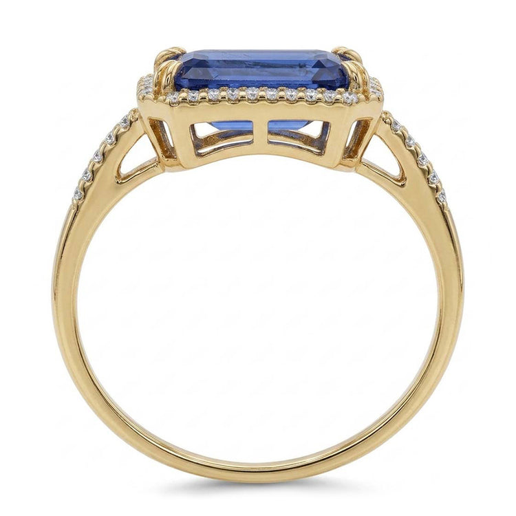 Alliance Or Jaune Halo Emeraude Ceylan Saphir 4.50 Carats