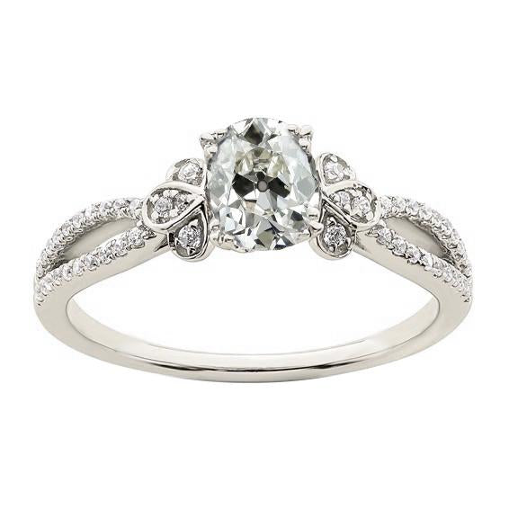 Alliance Ovale Véritable Diamant Taille Ancienne Floral Split Tige 4.20 Carats