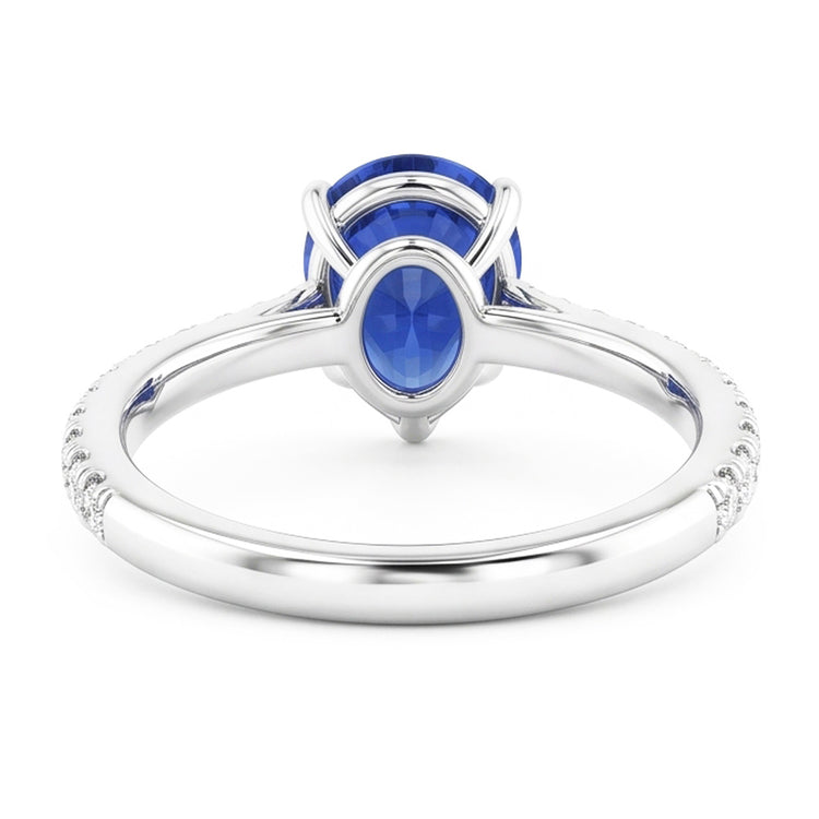 Alliance Pierres Précieuses Saphir Bleu & Pavage Diamants 3 Carats