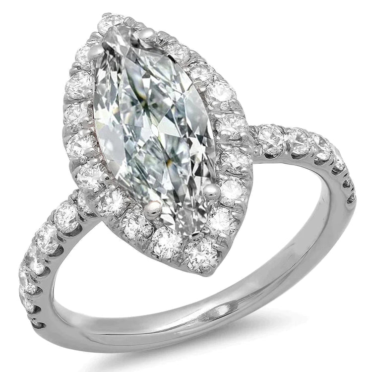 Alliance Réel Diamant Marquise Halo 9 Carats