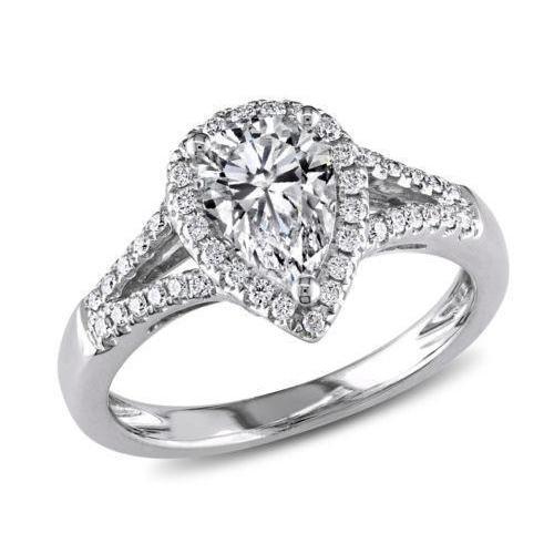 Alliance Réel Diamant Poire Et Halo Rond 1.40 Carat