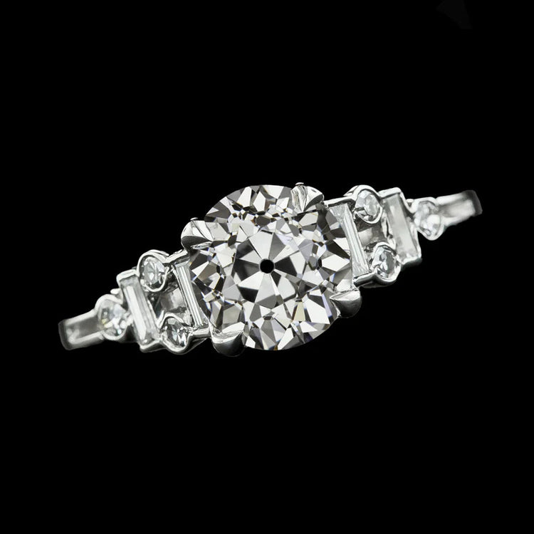 Alliance Ronde Ancien Réel Diamant Mineur Avec Baguettes 3.50 Carats
