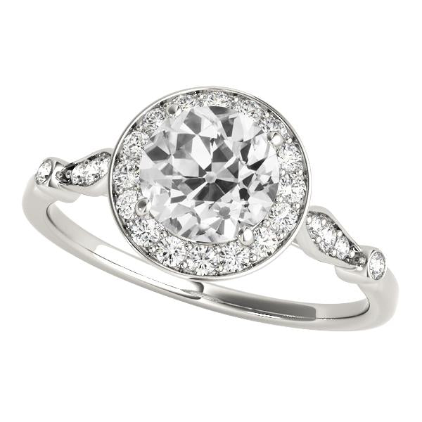 Alliance Ronde Or Blanc Halo Vieux Mineur Véritable Diamants 4 Carats