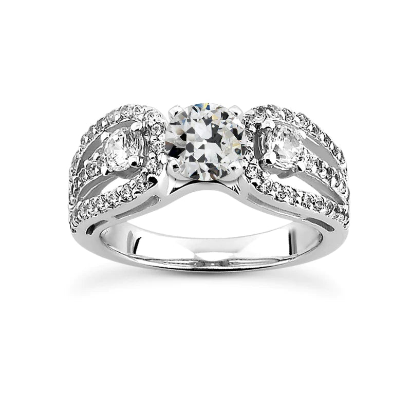 Alliance Ronde Réel Diamant Taille Vieille Mine Double Tige Fendue 5.50 Carats