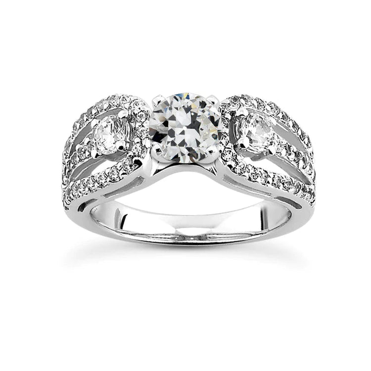 Alliance Ronde Réel Diamant Taille Vieille Mine Double Tige Fendue 5.50 Carats