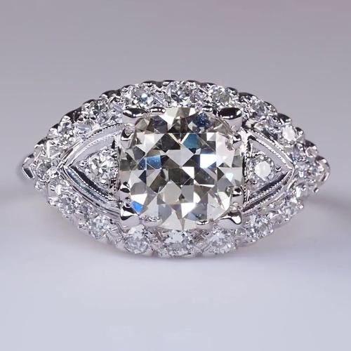Alliance Ronde Vieux Mineur Réel Diamants Or Blanc 3.50 Carats