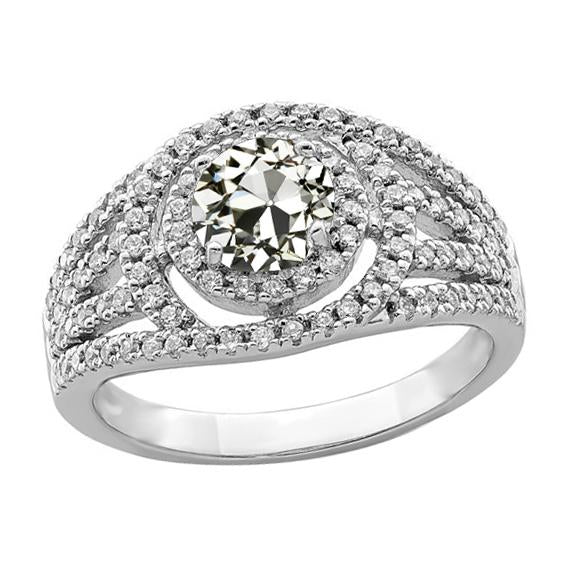 Alliance Ronde Vieux Mineur Véritable Diamant Triple Split Tige 4.50 Carats
