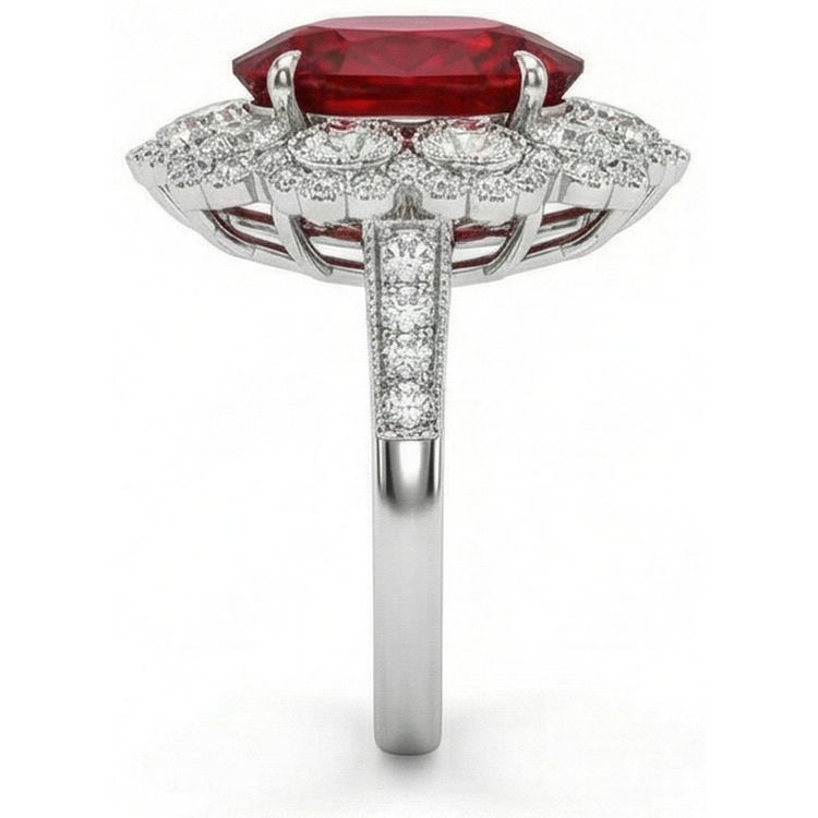 Alliance Rubis Naturels Et Diamants Naturels Extraits des Mines ( et non cultivés en laboratoire ) Or Blanc 14K 4.50 Carats