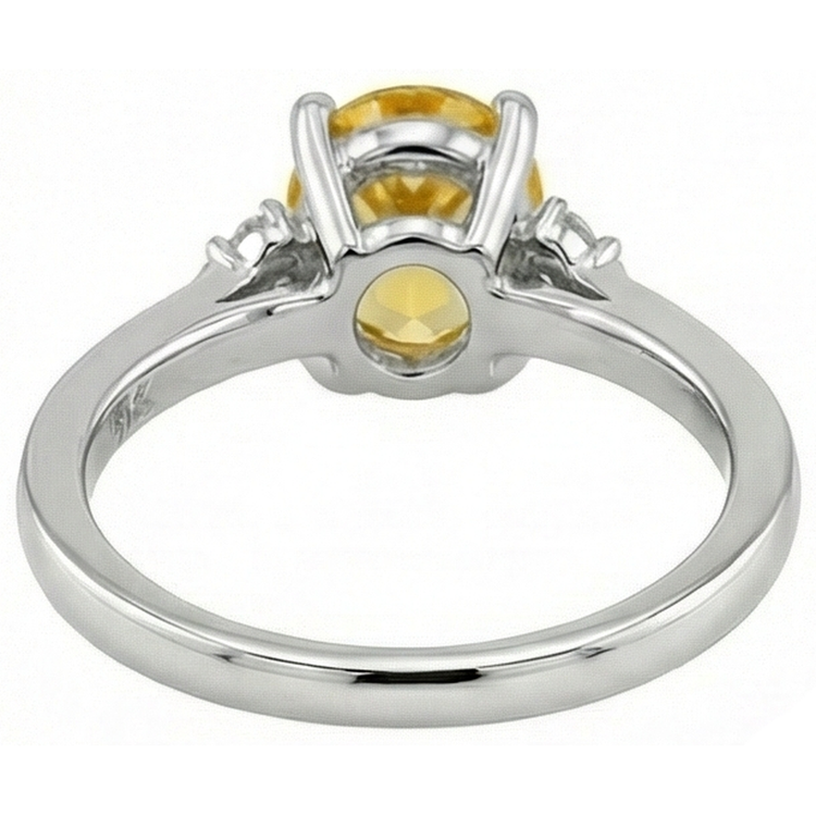 Alliance Saphir Jaune Et Diamants 3.50 Ct Or Blanc 14K