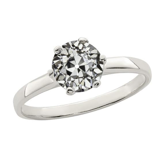 Alliance Solitaire Naturel Diamant Taille Vieille Mine 6 Griffes Sertie 2 Carats