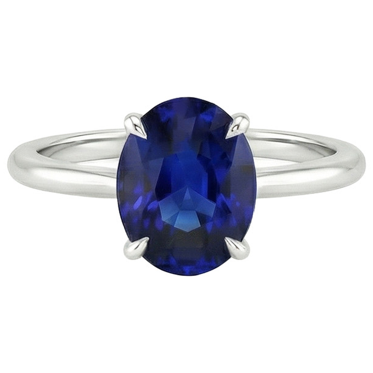 Alliance Solitaire Or Blanc Saphir Bleu 3 Carats
