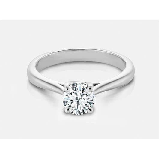 Alliance Solitaire Réel Diamant Rond 1 Carat Or Blanc 14K