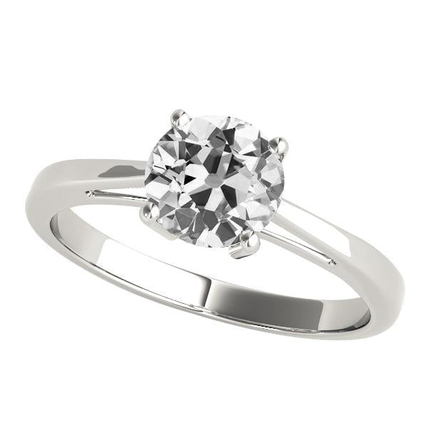 Alliance Solitaire Vieux mineur Réel Diamant 2 Carats Or Blanc 14K