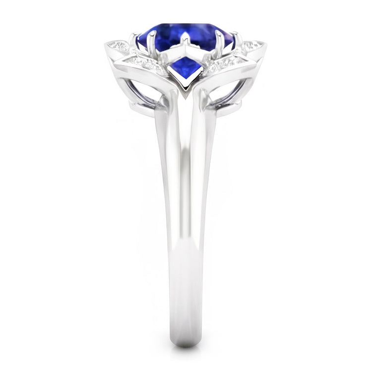 Alliance Sri Lanka Saphir & Diamant Naturels Extraits des Mines ( et non cultivés en laboratoire ) 2.50 Carats Or Blanc 14K