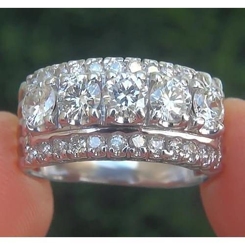 Alliance Véritable Diamant Éternité Bijoux En Or Blanc 12 Carats