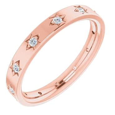 Alliance Véritable Diamant Mariage Éternité 0.36 Carats Or Rose 14K Neuf