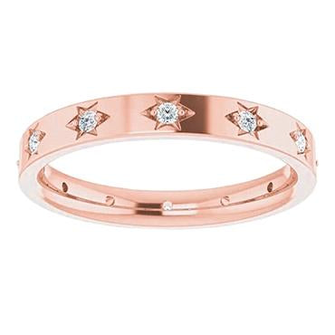 Alliance Véritable Diamant Mariage Éternité 0.36 Carats Or Rose 14K Neuf