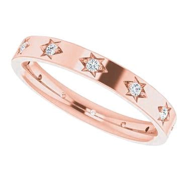 Alliance Véritable Diamant Mariage Éternité 0.36 Carats Or Rose 14K Neuf