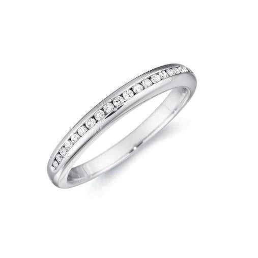 Alliance demi-éternité en Naturel diamant rond or blanc 14K de 0,60 carats