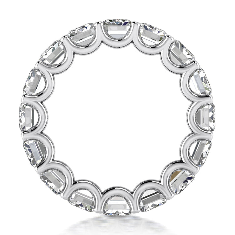 Alliance éternité or Réel diamant taille émeraude 7.50 carats griffes U