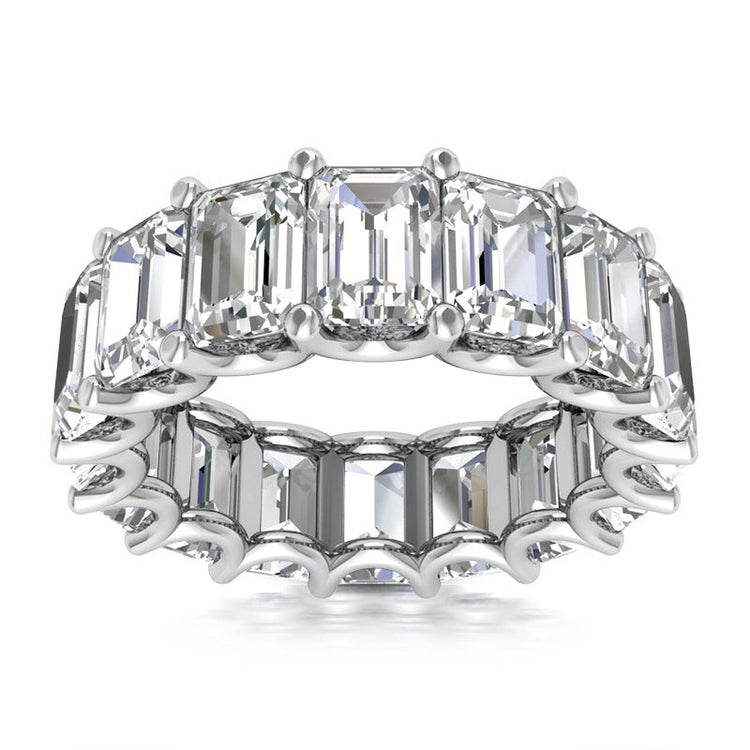 Alliance éternité or Réel diamant taille émeraude 7.50 carats griffes U