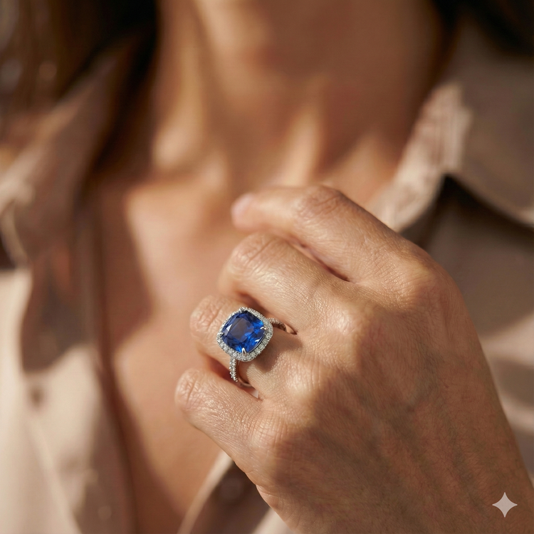 Alliance Saphir Bleu Pour Femme