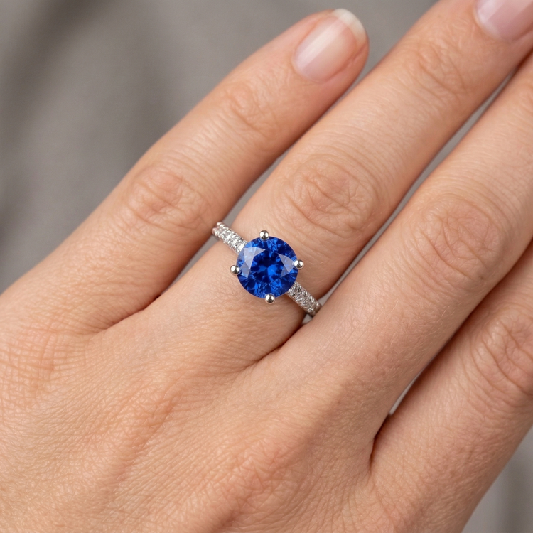 Alliance Saphir Ceylan 2.70 Carats Et Diamants Naturels Extraits des Mines ( et non cultivés en laboratoire )