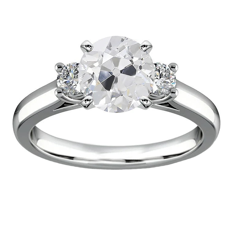 Anniversaire Trois Pierres Rondes Réel Diamants Taille Ancienne Mine 3.75 Carats