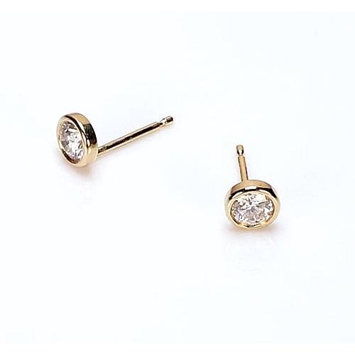 Authentique Clous d'oreilles à lunette ronde en or jaune 14K 1 carat