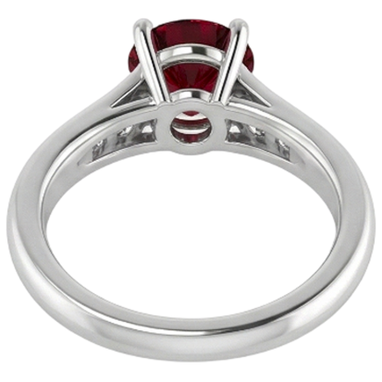 Bague 1.10 Carats Birmanie Rubis Diamant Naturels Extraits des Mines ( et non cultivés en laboratoire ) Accentué Or Blanc 14K Bijoux