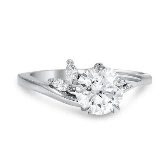 Bague 3 Pierres En Or Blanc 14K Et Taille Marquise Avec Réel Diamants De 2.80 Ct