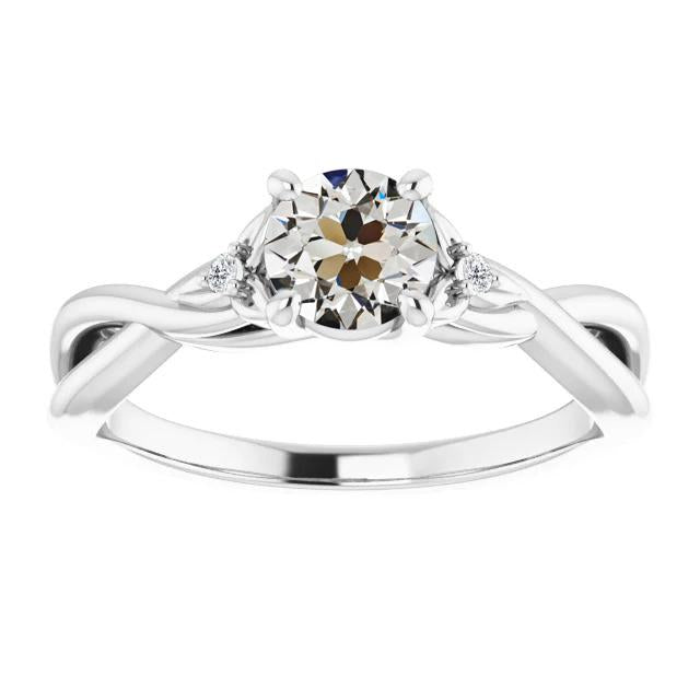 Bague 3 Pierres Rondes Anciennes Véritable Diamant Européen Style Infini 2.50 Carats