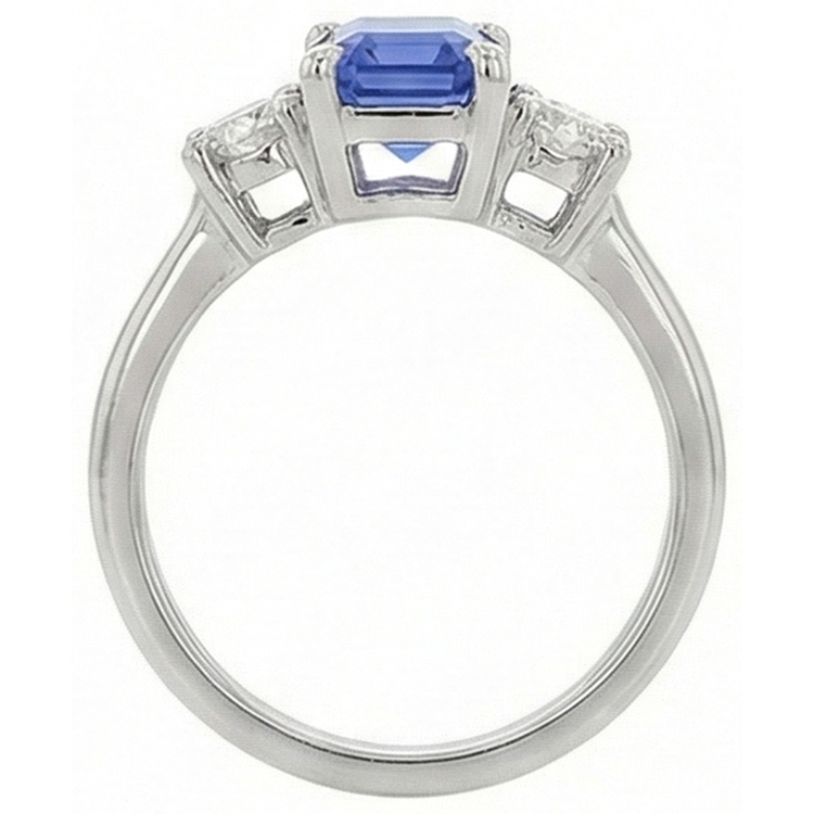 naturel round diamant 2.50carats bague vue de profil