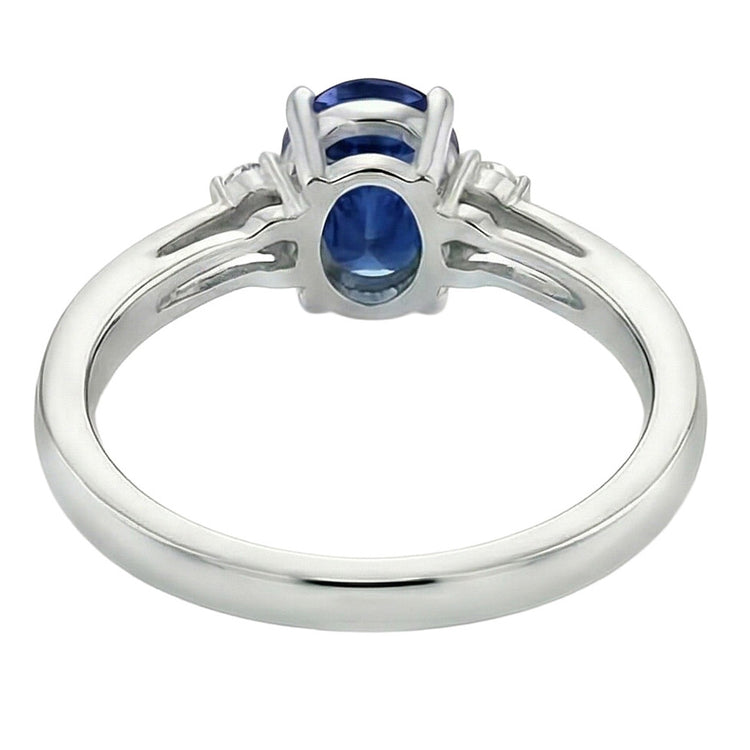 naturel oval saphir 3.20carats bague vue de profil
