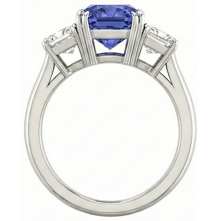 naturel radiant saphir 3carats bague sur blanc